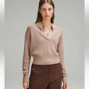 Lululemon Collared Merino Wool Blend Cropped Sweater Women’s Size XS